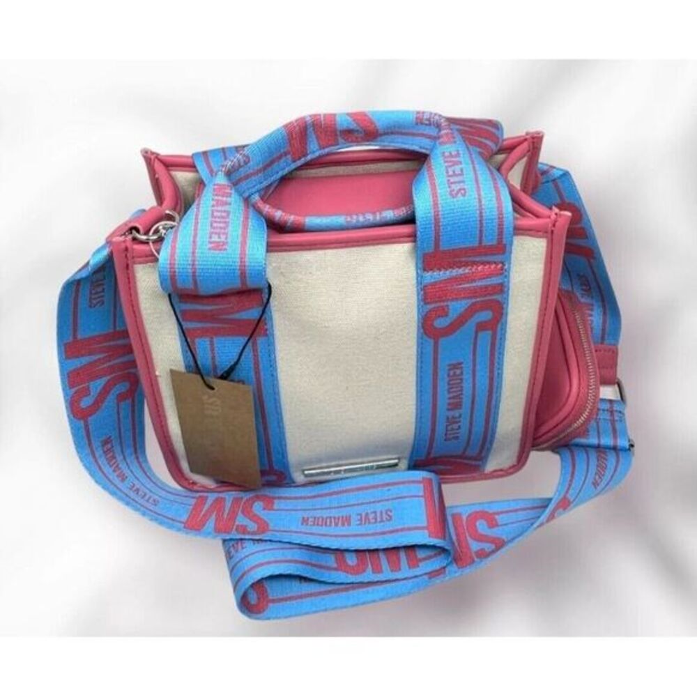 Steve Madden BWEBBER Satchel Crossbody Bag With AirPod Case Blue Multicolor NWT